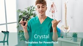  Presentation with muscle - Presentation theme enhanced with young-caucasian-physio-man-holding background and a  colored foreground