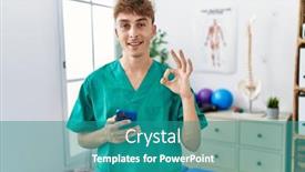  Presentation with medical sign - PPT theme enhanced with young-caucasian-physio-man-using background and a  colored foreground