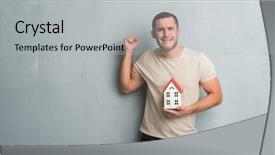  Presentation with hypertension at a young age - PPT layouts with young caucasian real state agent background and a  colored foreground