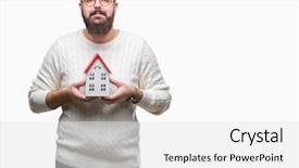  Presentation with hypertension at a young age - Slide set with young caucasian real state agent background and a  colored foreground