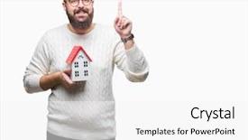  Presentation with hypertension at a young age - Slide set featuring young caucasian real state agent background and a  colored foreground