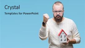  Presentation with hypertension at a young age - Presentation theme having young caucasian real state agent background and a light blue colored foreground