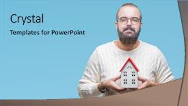  Presentation with smart - Slide deck enhanced with young caucasian real state agent background and a  colored foreground