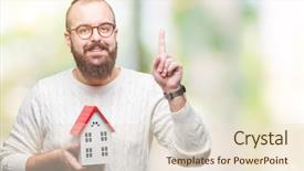  Presentation with number - Colorful presentation theme enhanced with young caucasian real state agent backdrop and a lemonade colored foreground