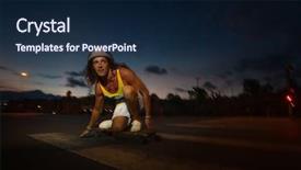  Presentation with rides - Presentation consisting of young caucasian skateboarder rides skateboard background and a navy blue colored foreground