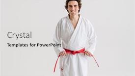  Presentation with kimono - Colorful slide set enhanced with young-caucasian-sportsman-dressed backdrop and a light gray colored foreground