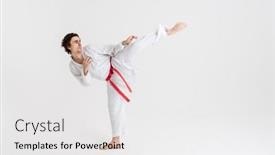  Presentation with kimono - Slides having young-caucasian-sportsman-dressed background and a white colored foreground