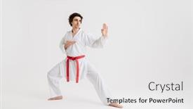  Presentation with nutrition practice - Beautiful theme featuring young-caucasian-sportsman-dressed backdrop and a white colored foreground