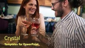  Presentation with restaurant toasting - Slide set consisting of young-caucasian-tattooed-man background and a tawny brown colored foreground