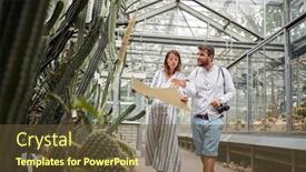  Presentation with botanical garden - Slides with young-caucasian-tourists-in-visit background and a tawny brown colored foreground