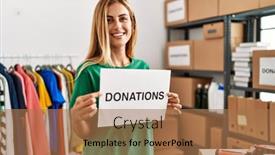  Presentation with volunteer - Presentation with young-caucasian-volunteer-girl-smiling background and a coral colored foreground