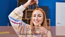  Presentation with skin - Slides consisting of young-caucasian-woman-applying-skin background and a  colored foreground