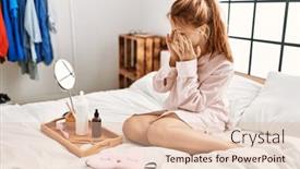  Presentation with lotion - Presentation design consisting of young-caucasian-woman-applying-skin background and a lemonade colored foreground