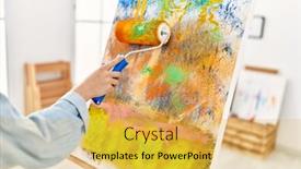 Presentation with paint art - Theme featuring young-caucasian-woman-artist-using background and a  colored foreground
