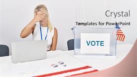  Presentation with political woman - Slide deck with young-caucasian-woman-at-america background and a white colored foreground