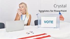  Presentation with political woman - Slide deck enhanced with young-caucasian-woman-at-america background and a white colored foreground