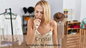  Presentation with health-care - PPT theme consisting of young-caucasian-woman-at-retail background and a coral colored foreground