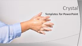  Presentation with alcohol white - Amazing presentation design having young-caucasian-woman-cleaning-hands backdrop and a white colored foreground