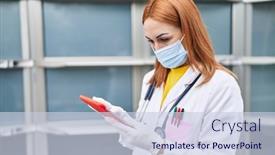  Presentation with hospital mask - Presentation theme enhanced with young-caucasian-woman-doctor-wearing background and a lemonade colored foreground