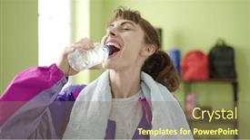  Presentation with exercise sport - Slides consisting of young-caucasian-woman-doing-exercise background and a violet colored foreground