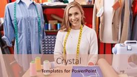  Presentation with cool - Presentation featuring young-caucasian-woman-dressmaker-designer background and a coral colored foreground