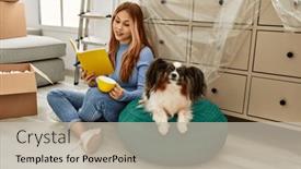  Presentation with coffee-book - Slides consisting of young-caucasian-woman-drinking-coffee and a  colored foreground