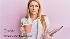  Presentation with drinking problem - Presentation design consisting of young-caucasian-woman-drinking background and a soft green colored foreground