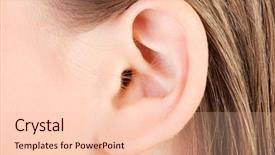  Presentation with human ear - Theme having shopping online beach summer holiday background and a gray colored foreground