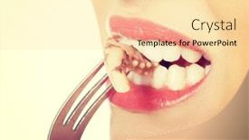  Presentation with seafood - Beautiful presentation theme featuring young-caucasian-woman-eating-seafood backdrop and a  colored foreground