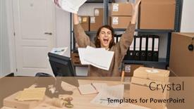  Presentation with ecommerce - Slides enhanced with young-caucasian-woman-ecommerce-business background and a coral colored foreground