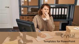  Presentation with business-book - PPT layouts with young-caucasian-woman-ecommerce-business background and a coral colored foreground