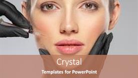  Presentation with botox - PPT theme having young-caucasian-woman-getting-botox background and a coral colored foreground