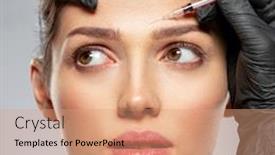  Presentation with botox - Slide deck with young-caucasian-woman-getting-botox background and a coral colored foreground