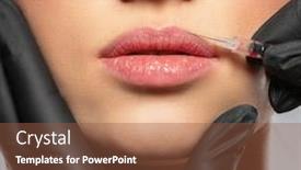  Presentation with beauty cosmetic - Amazing slide set having young-caucasian-woman-getting-botox backdrop and a tawny brown colored foreground