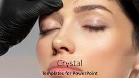  Presentation with beauty cosmetic - Beautiful PPT theme featuring young-caucasian-woman-getting-botox backdrop and a coral colored foreground