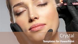  Presentation with botox - Colorful presentation design enhanced with young-caucasian-woman-getting-botox backdrop and a coral colored foreground