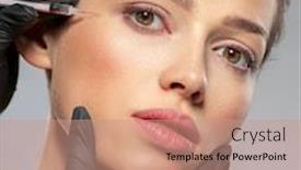  Presentation with botox - PPT layouts with young-caucasian-woman-getting-botox background and a coral colored foreground
