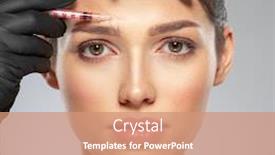  Presentation with beauty cosmetic - Amazing PPT theme having young-caucasian-woman-getting-botox backdrop and a coral colored foreground