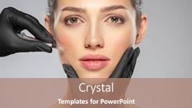  Presentation with botox - Presentation design consisting of young-caucasian-woman-getting-botox background and a coral colored foreground