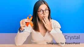  Presentation with awareness - Audience pleasing slide deck consisting of young-caucasian-woman-holding-awareness backdrop and a lemonade colored foreground