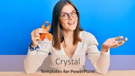  Presentation with awareness - Slide set with young-caucasian-woman-holding-awareness background and a lemonade colored foreground