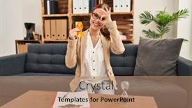  Presentation with awareness - Slide set consisting of young-caucasian-woman-holding-awareness background and a coral colored foreground