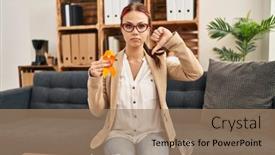  Presentation with awareness - Slide set consisting of young-caucasian-woman-holding-awareness background and a coral colored foreground