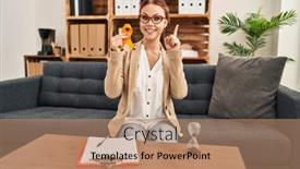  Presentation with awareness - Presentation theme consisting of young-caucasian-woman-holding-awareness background and a  colored foreground