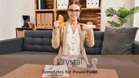  Presentation with awareness - Presentation theme having young-caucasian-woman-holding-awareness background and a coral colored foreground