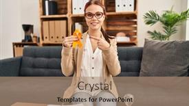  Presentation with awareness - Presentation theme consisting of young-caucasian-woman-holding-awareness background and a coral colored foreground