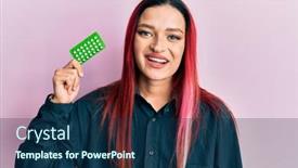  Presentation with control - Theme with young-caucasian-woman-holding-birth background and a navy blue colored foreground