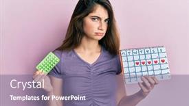  Presentation with negative - Cool new slide deck with young-caucasian-woman-holding-birth backdrop and a violet colored foreground