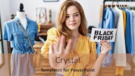  Presentation with black woman - Presentation consisting of young-caucasian-woman-holding-black background and a  colored foreground