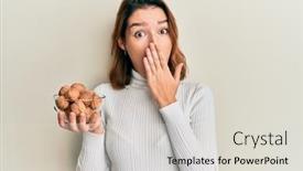  Presentation with bowl - Beautiful presentation theme featuring young-caucasian-woman-holding-bowl backdrop and a lemonade colored foreground